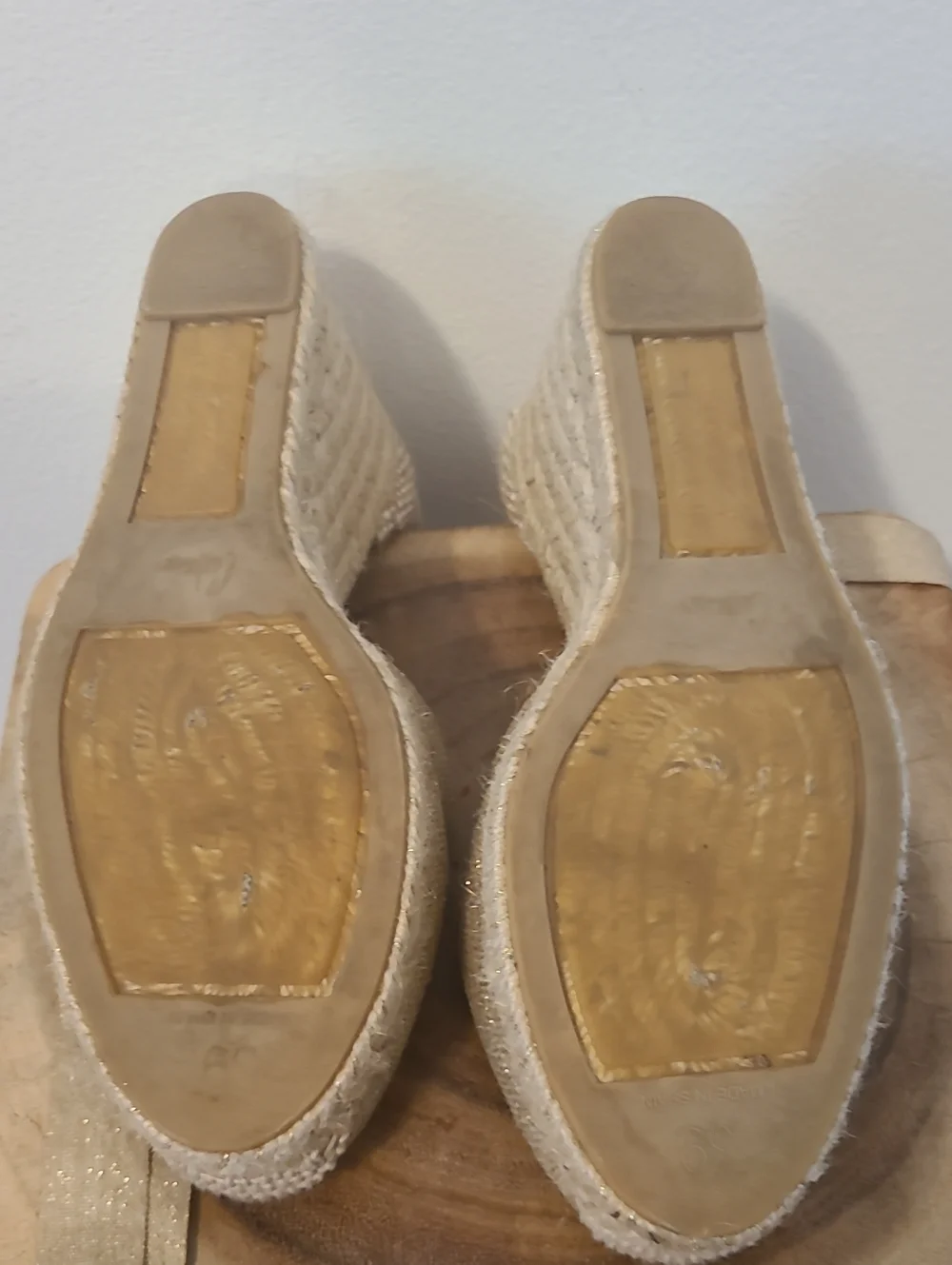Castaner Sparkle Espadrille Wedge Sandals in Champagne